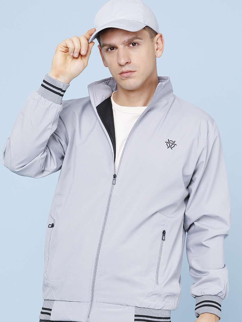 men solid long sleeve lightweight bomber jacket