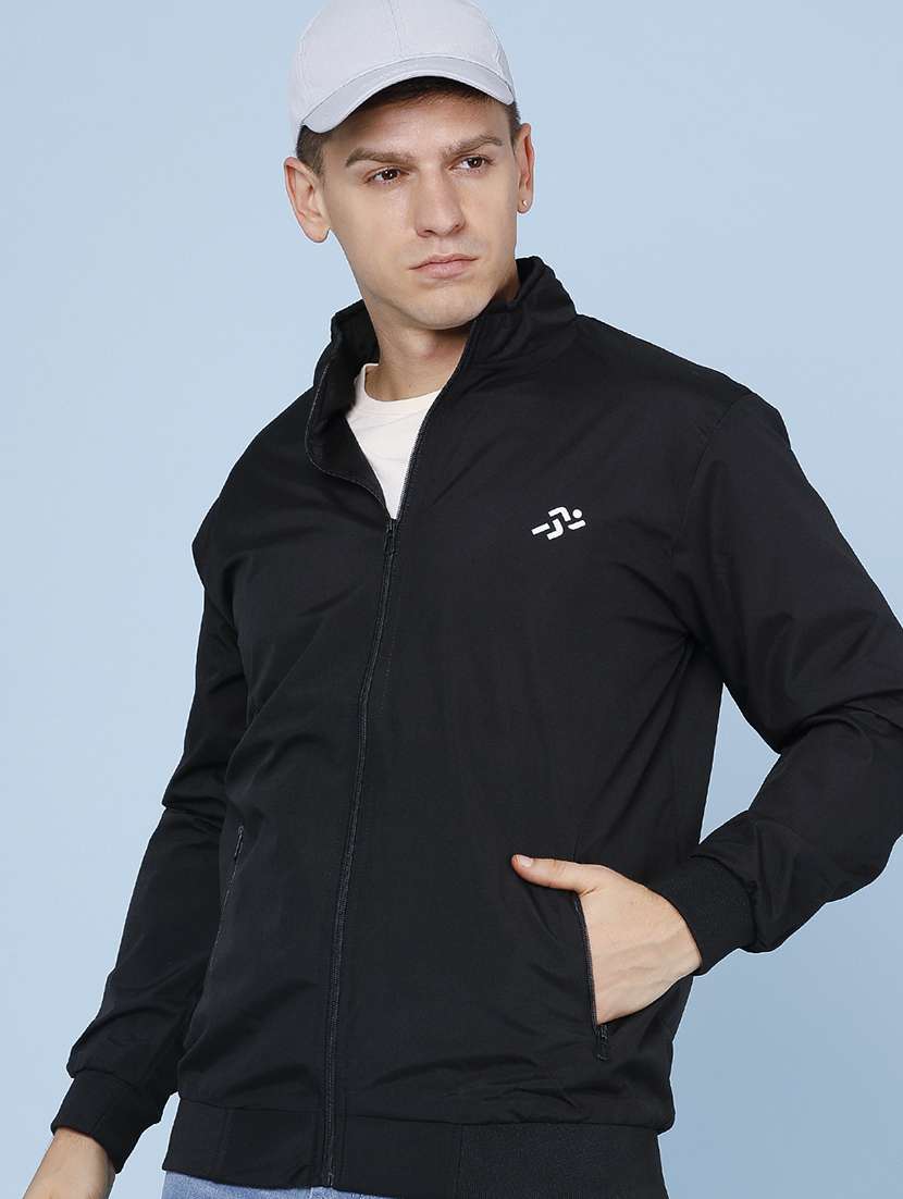 men solid long sleeve lightweight bomber jacket