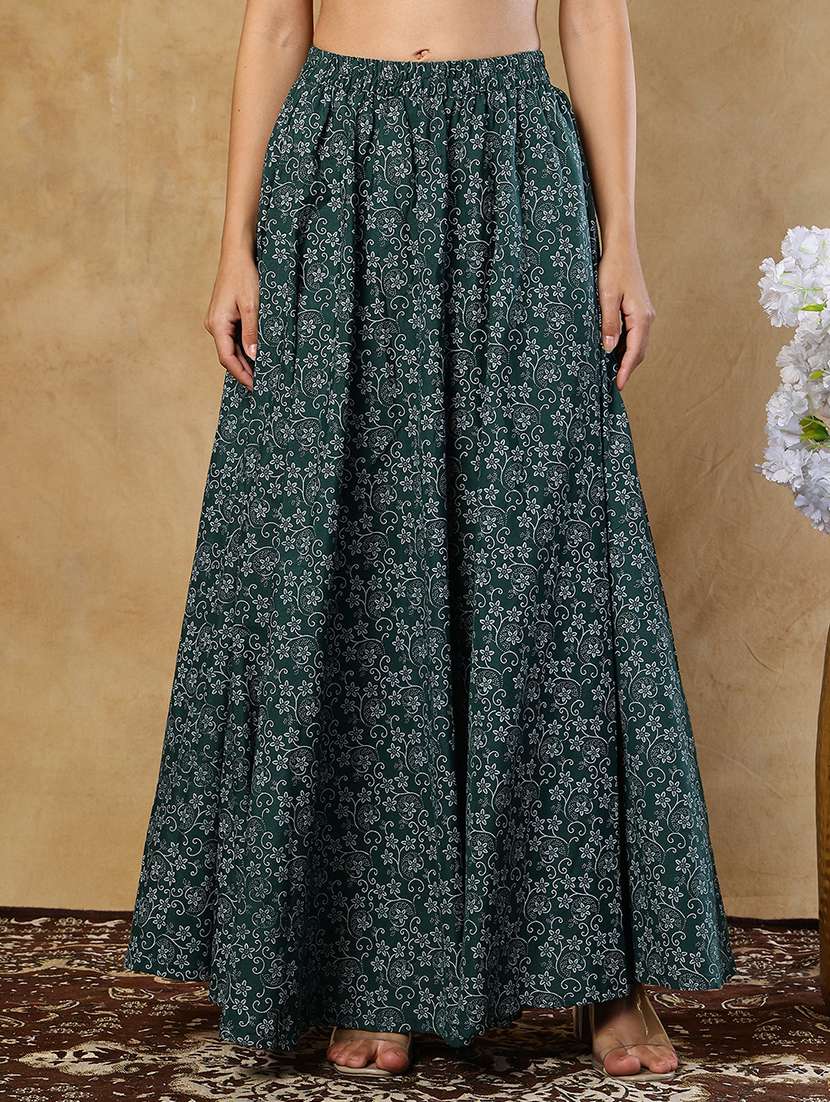 women green cotton a-line skirt