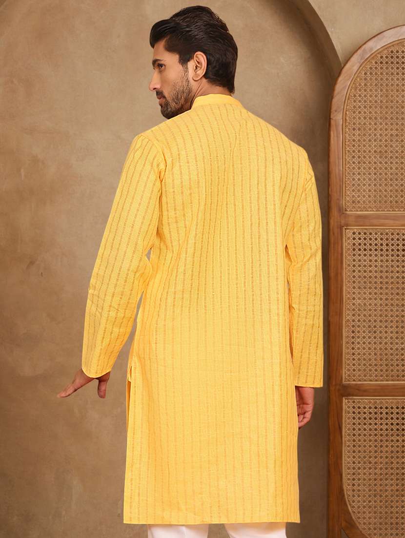 men striped mandarin neck long kurta - 22489367 -  Standard Image - 5