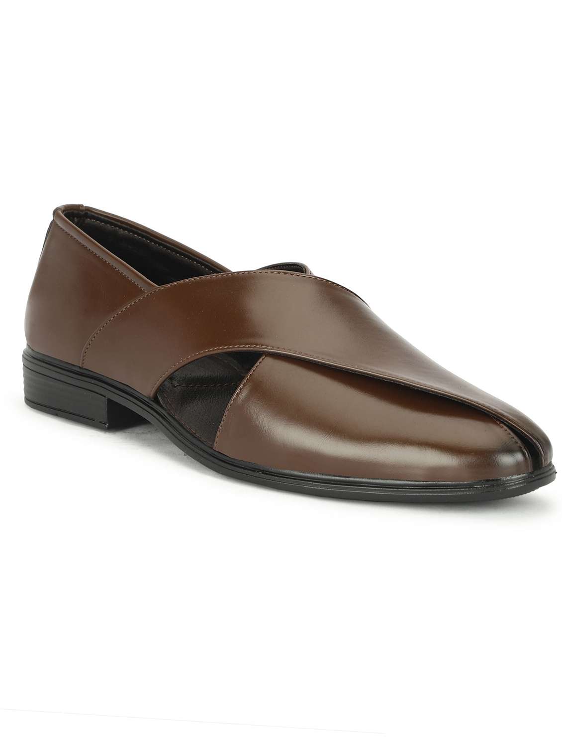 men brown slip on sandal