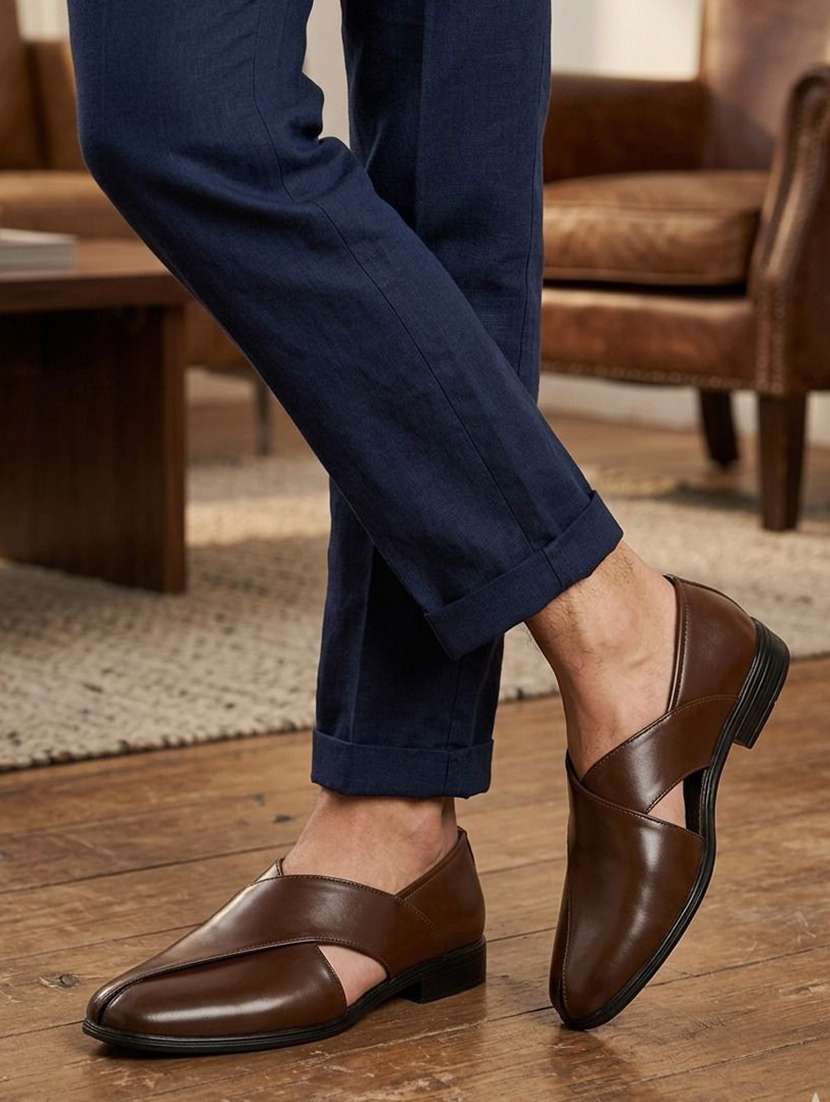 men brown slip on sandal - 22489408 -  Standard Image - 5