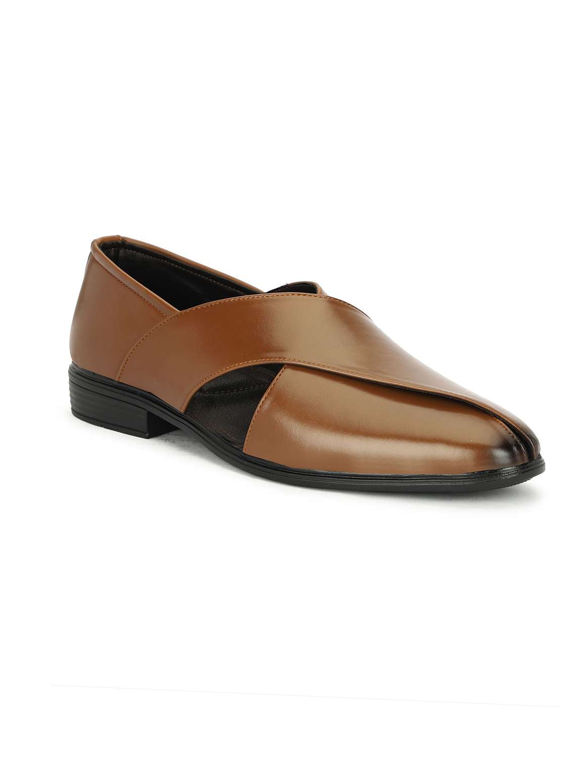 men tan slip on sandal