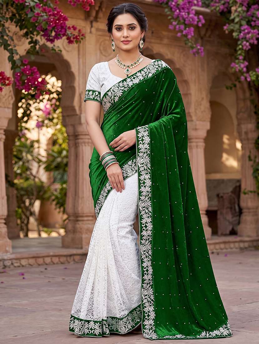 women self design half & half saree with blouse