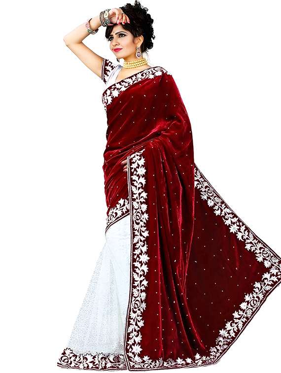 women self design half & half saree with blouse