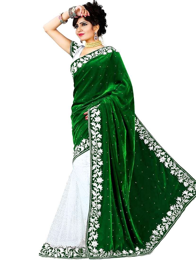 women self design half & half saree with blouse