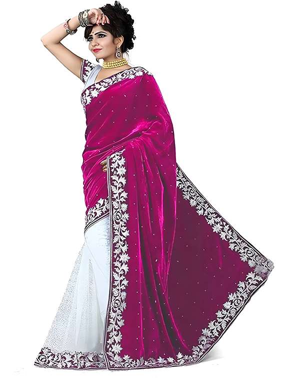 women self design half & half saree with blouse