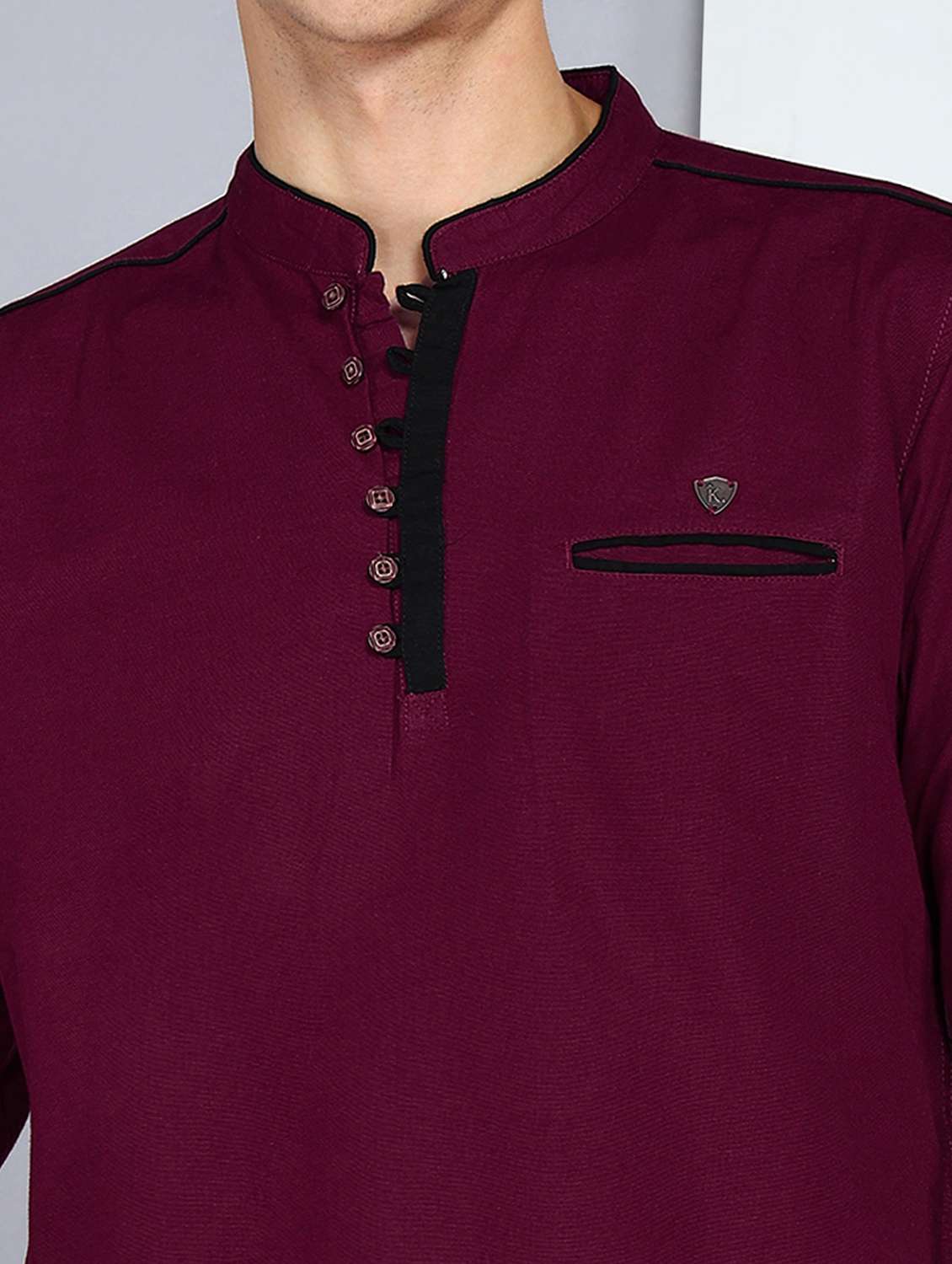 men solid mandarin neck short kurta - 22489536 -  Standard Image - 5