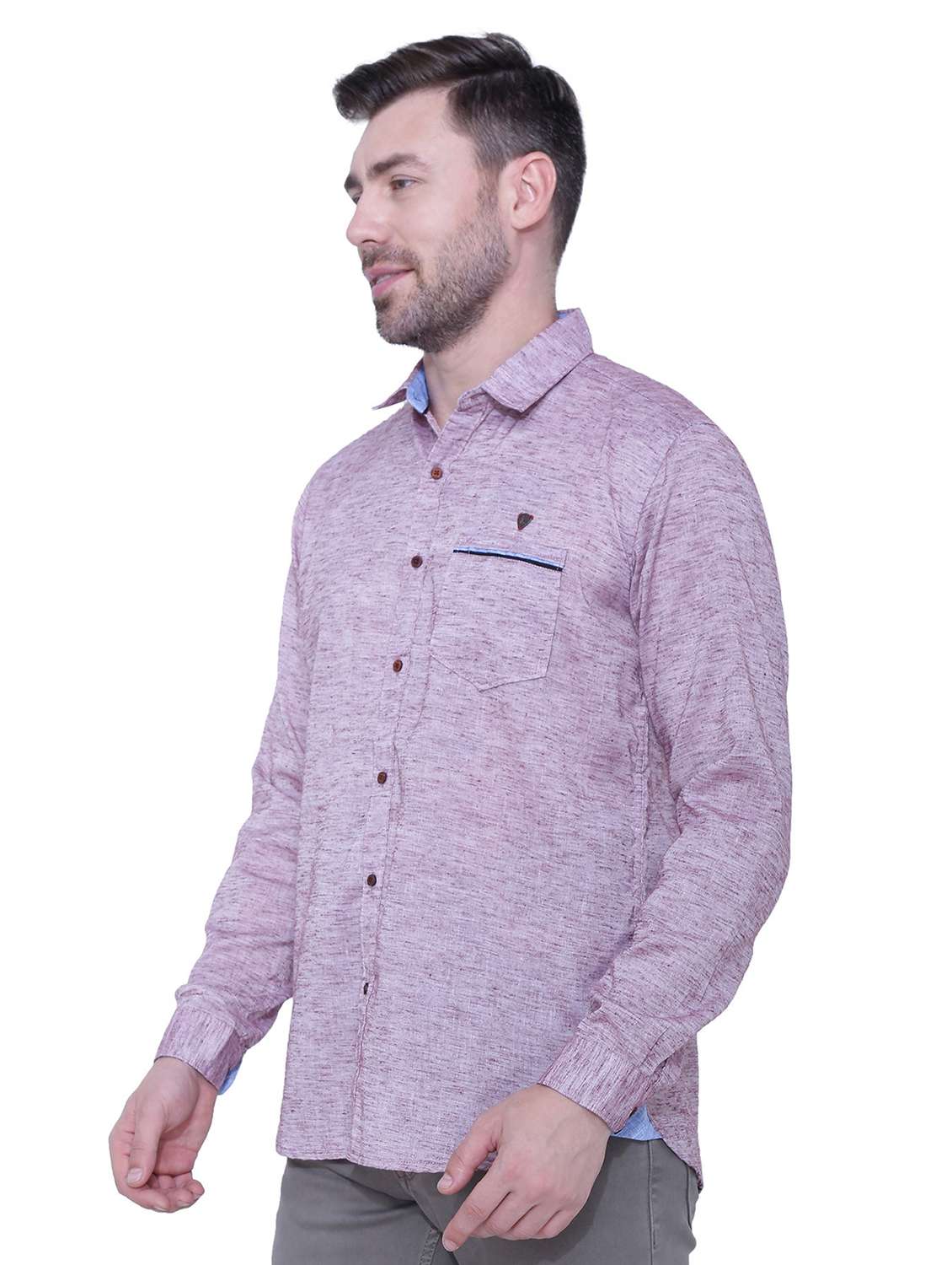 men self design long sleeve regular fit casual shirt