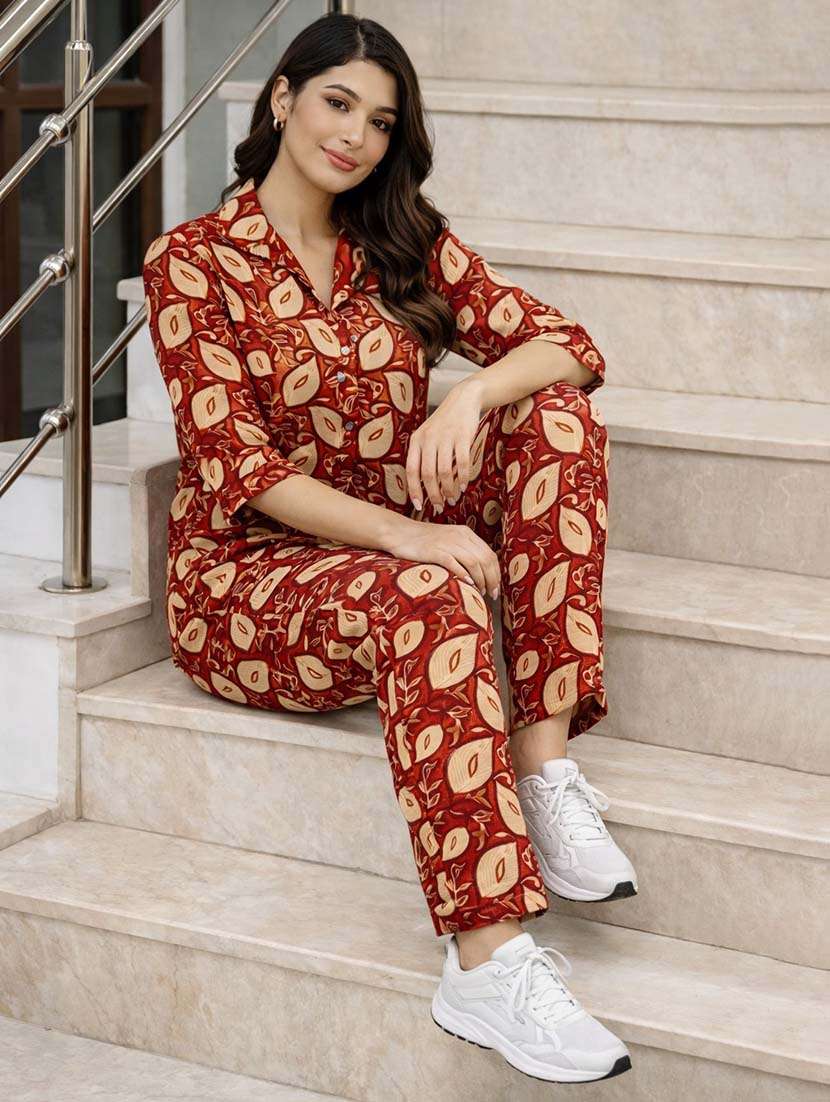 girls floral print rayon shirt and trouser set - 22489790 -  Standard Image - 5