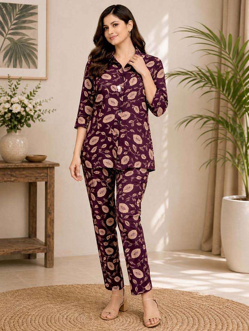 girls floral rayon top and trouser set