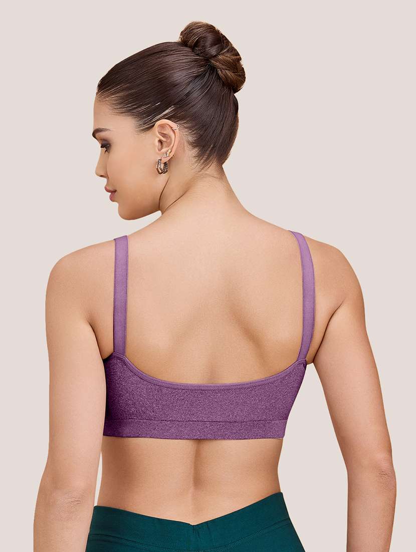 women purple lycra non padded sports bra - 22489795 -  Standard Image - 3