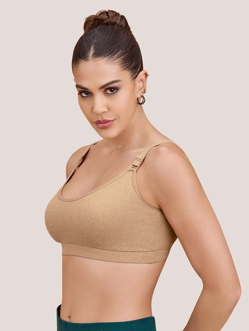 women pack of 2 non padded lycra regular strap sports bra - 22489804 -  Standard Image - 5