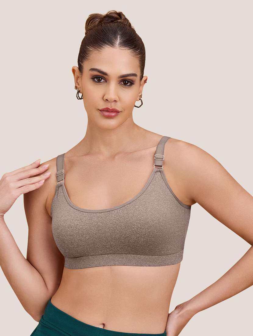 women pack of 2 non padded lycra regular strap sports bra - 22489807 -  Standard Image - 3