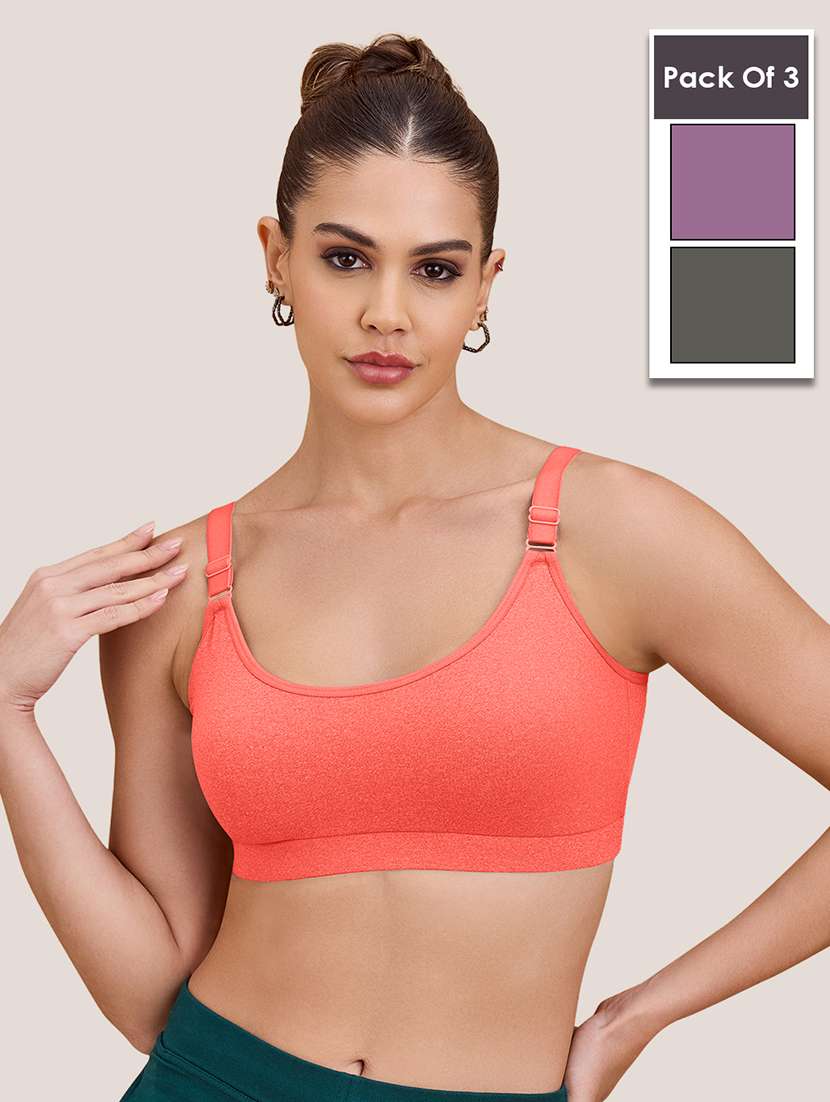 women pack of 3 multi lycra sports bra