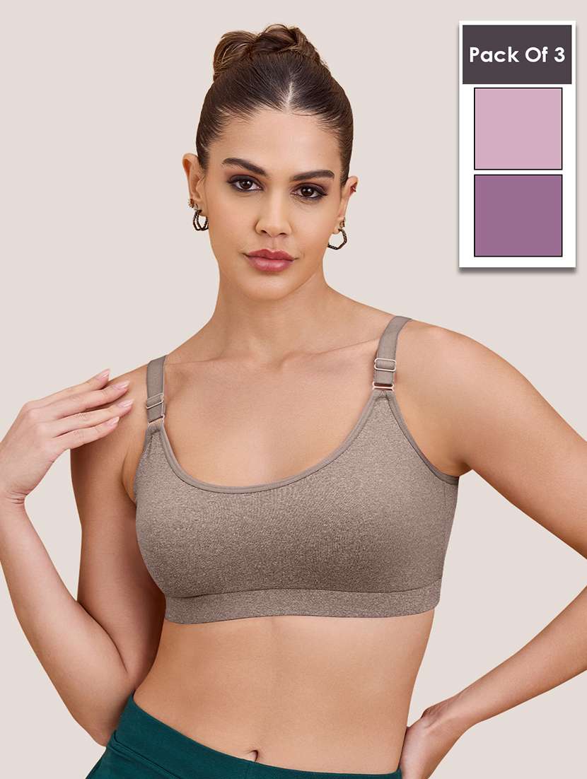 women pack of 2 non padded lycra regular strap sports bra