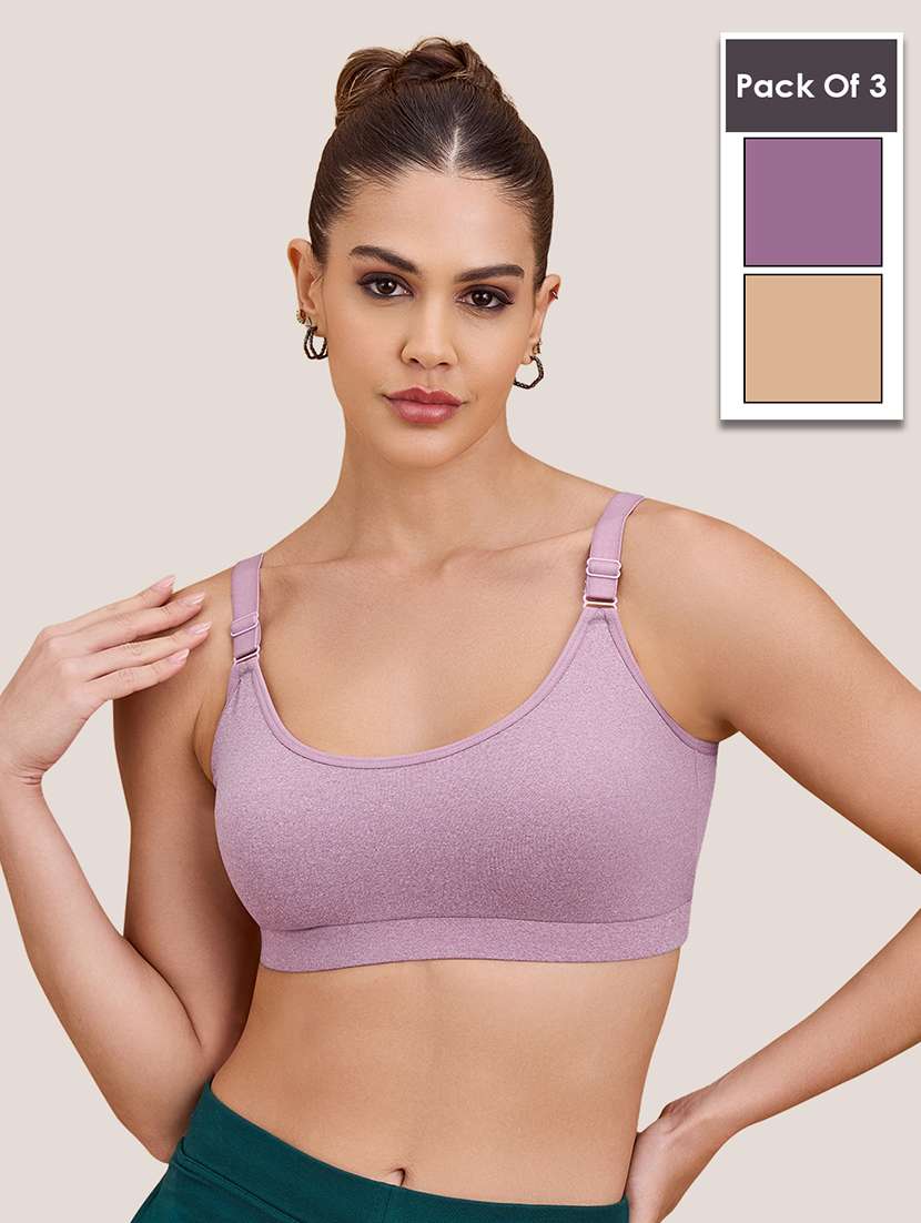 women pack of 2 non padded lycra regular strap sports bra