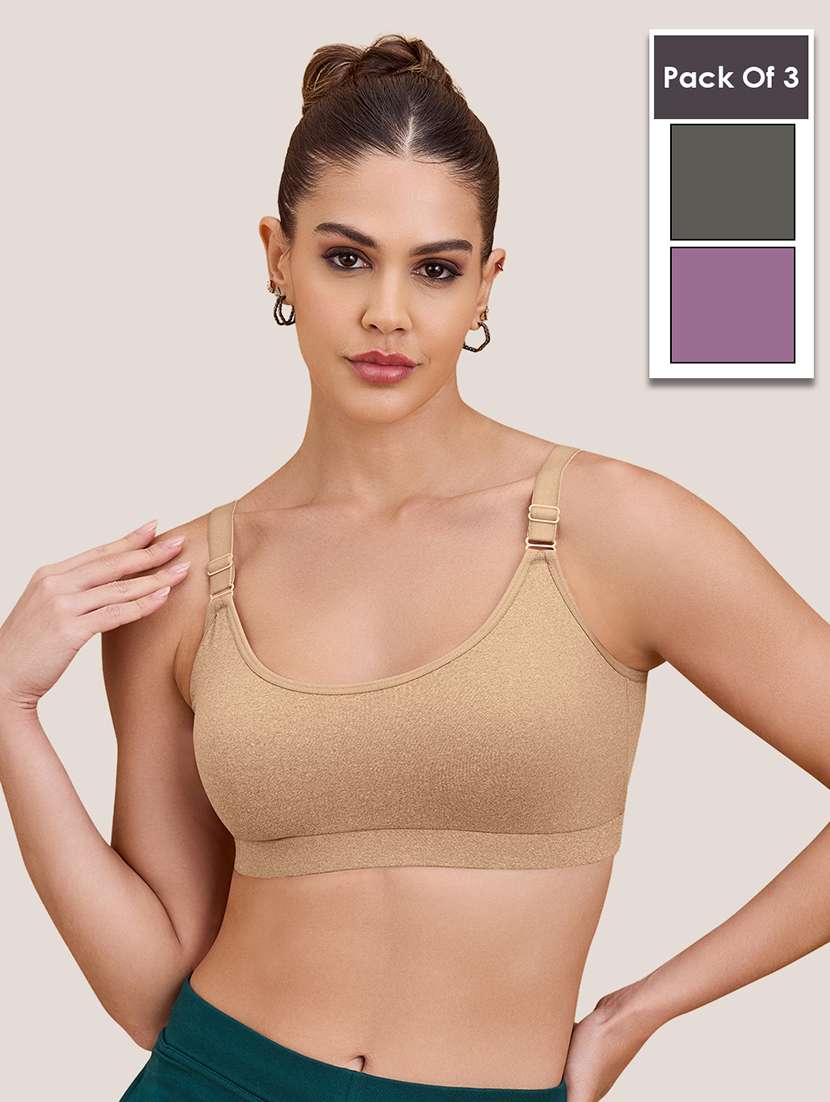 women pack of 3 multi lycra sports bra