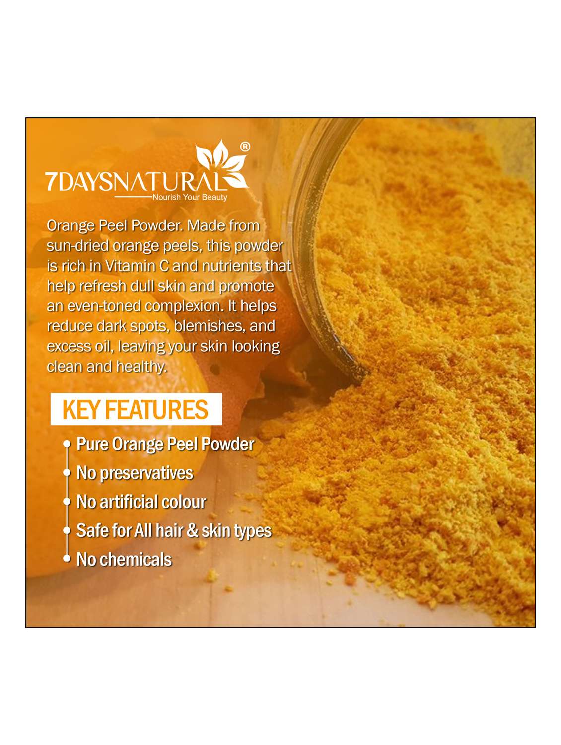 7daysnatural orange peel powder for skin brightening and exfoliation - 22489822 -  Standard Image - 3