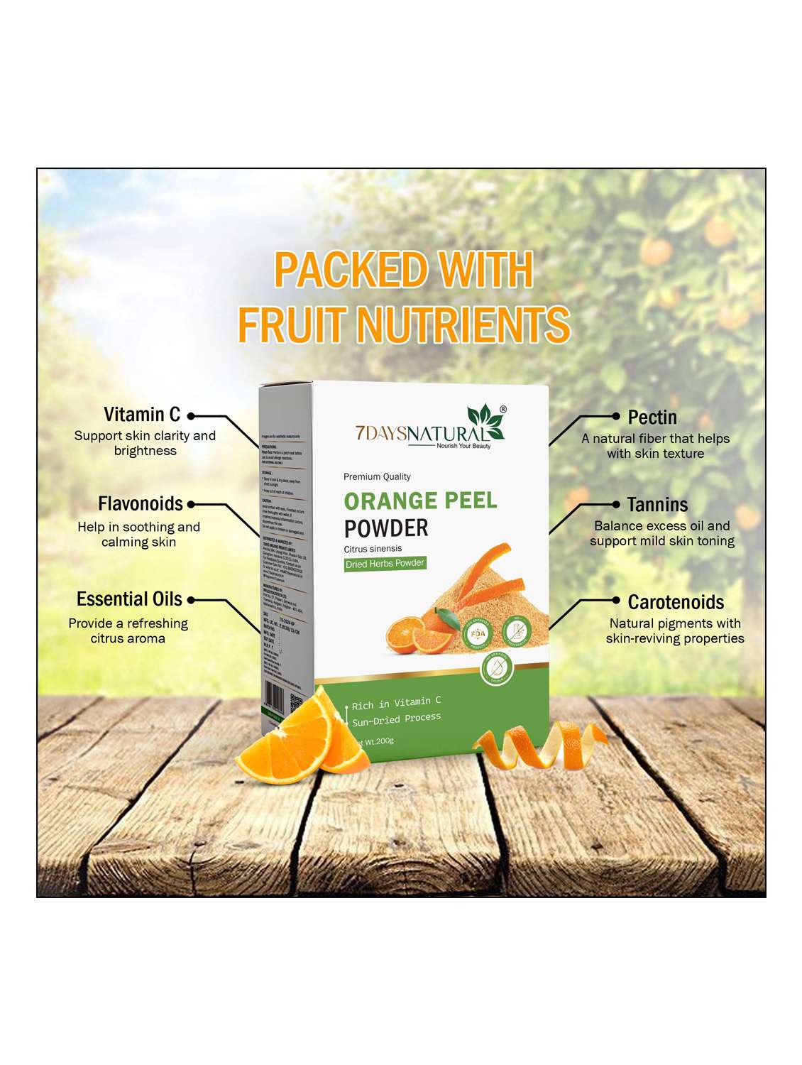 7daysnatural orange peel powder for skin brightening and exfoliation - 22489822 -  Standard Image - 5