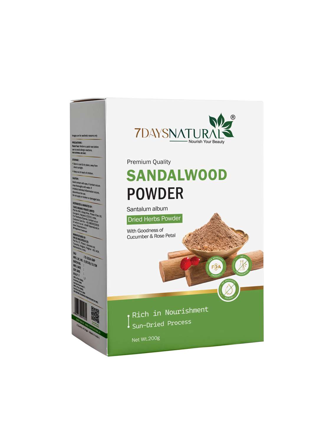 7daysnatural premium quality sandalwood loose powder white natural finish