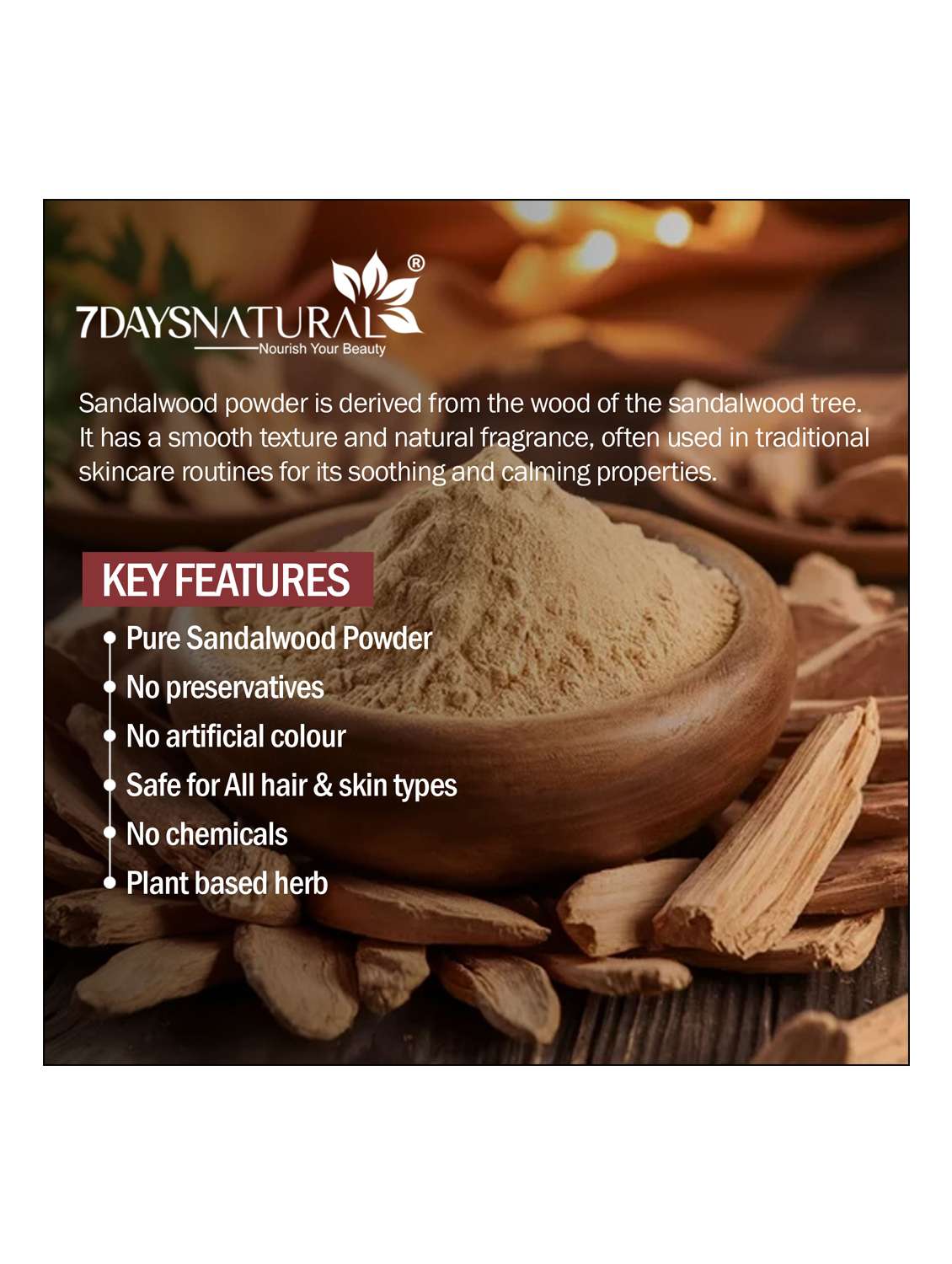 7daysnatural premium quality sandalwood loose powder white natural finish - 22489823 -  Standard Image - 5