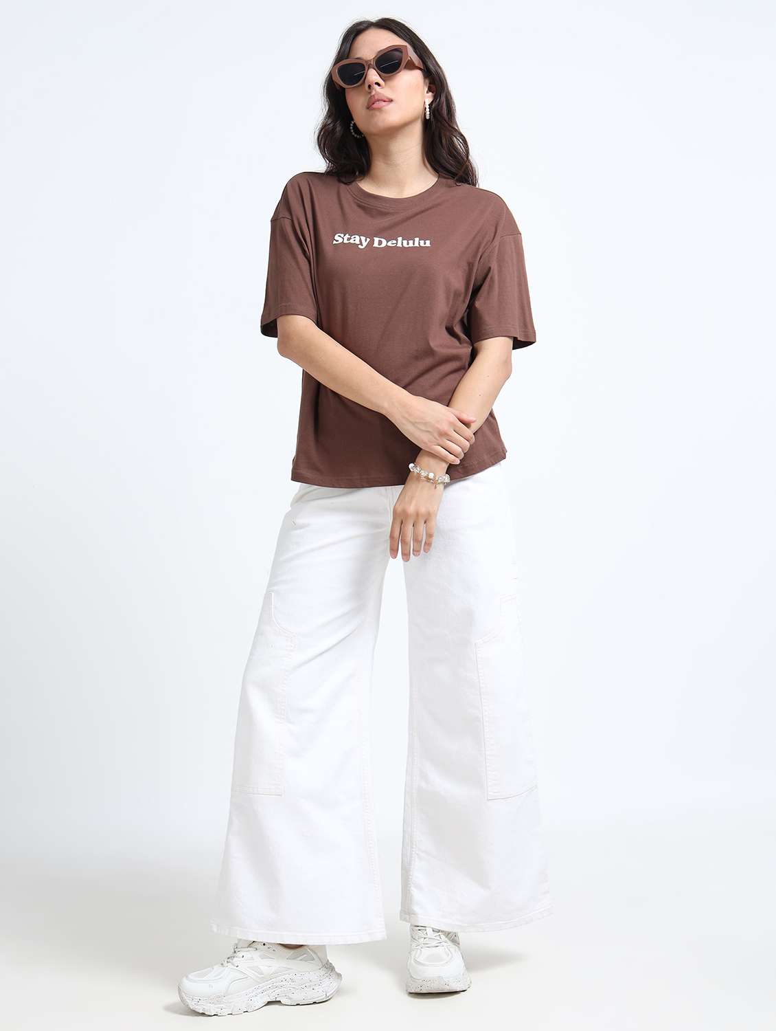 women brown cotton boxy t-shirt - 22489827 -  Standard Image - 3