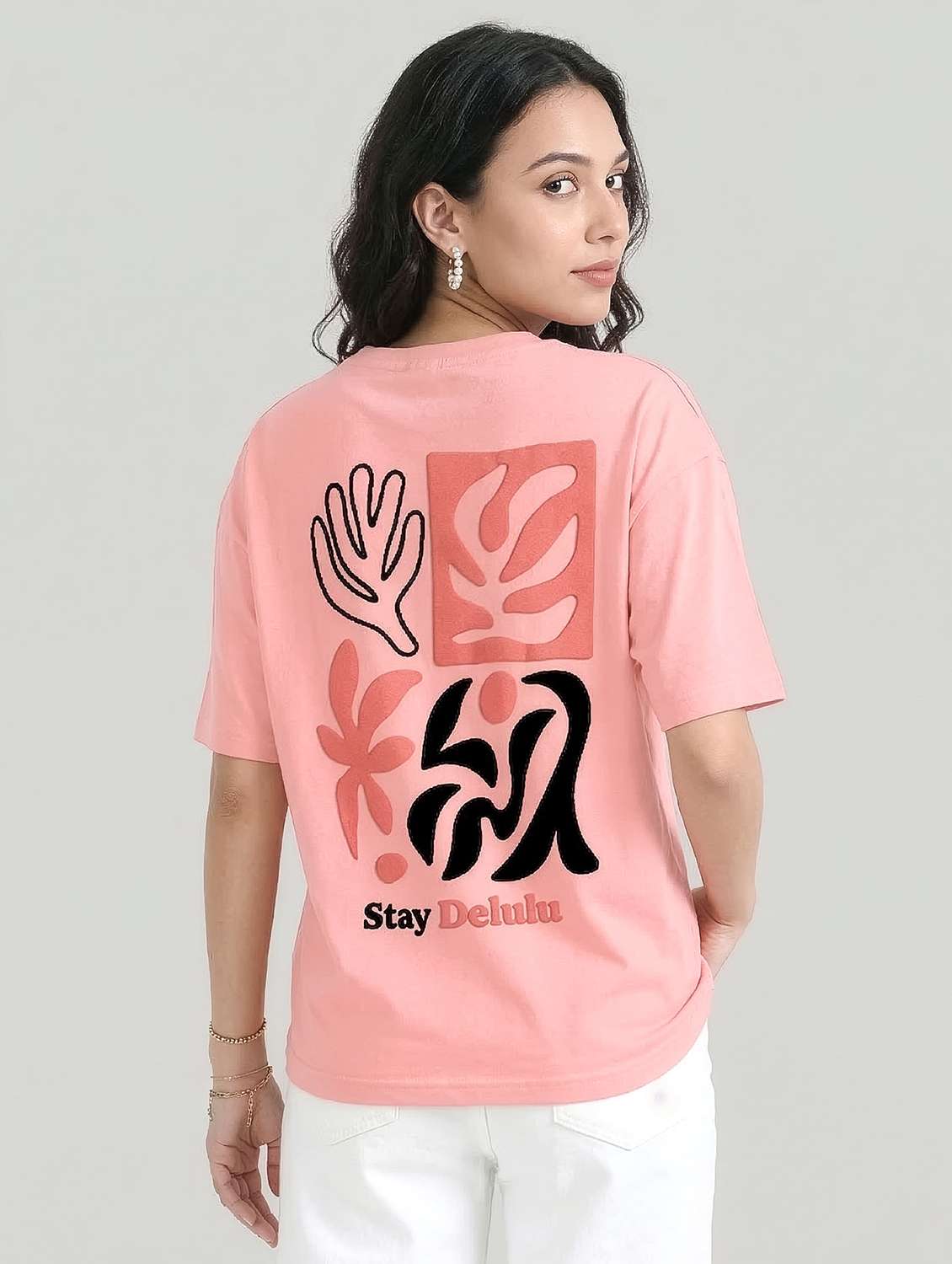 girls cotton round neck boxy oversized fit t-shirt