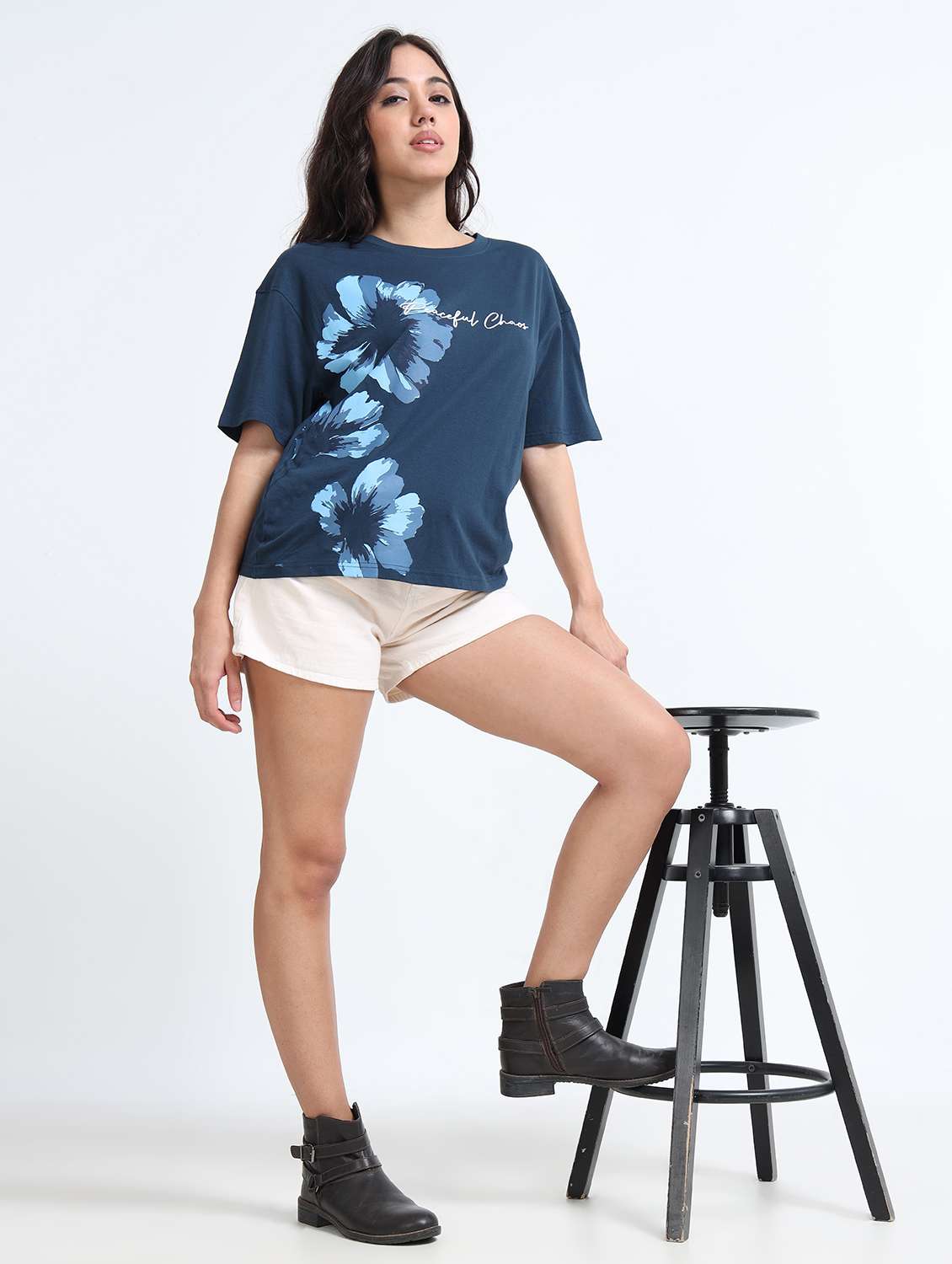 girls floral print round neck cotton t-shirt - 22489831 -  Standard Image - 3