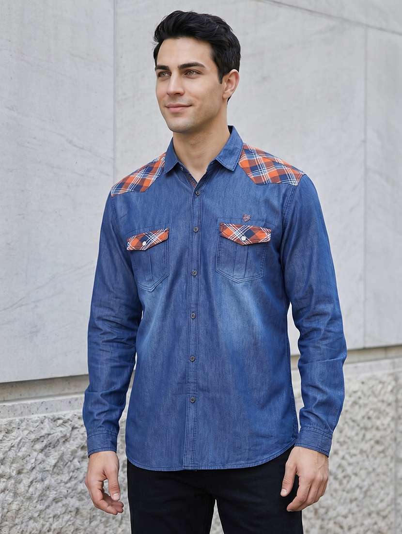 men checkered long sleeve regular fit casual shirt