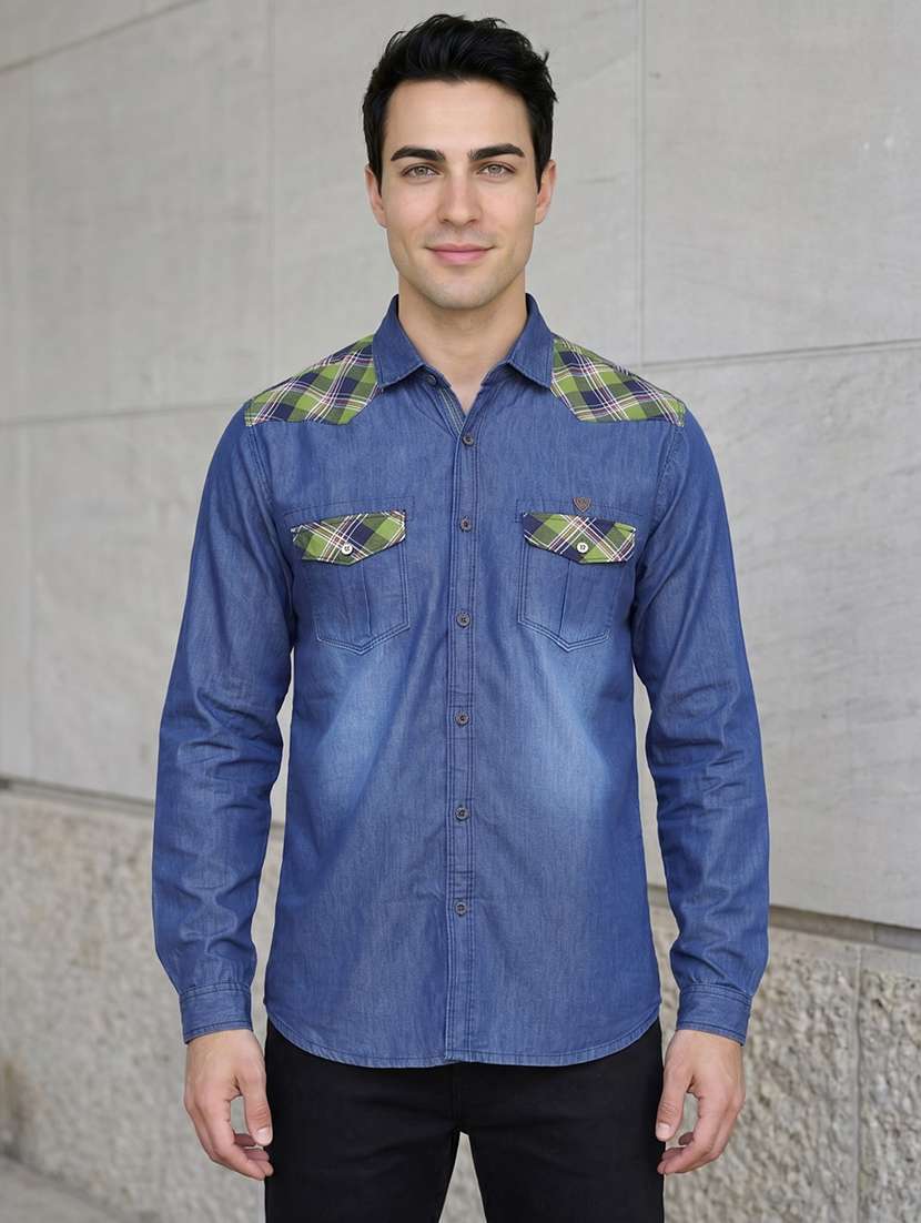 men checkered long sleeve regular fit casual shirt
