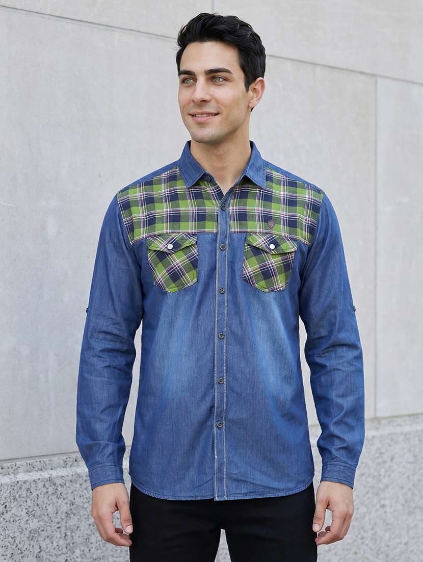 men checkered long sleeve regular fit casual shirt