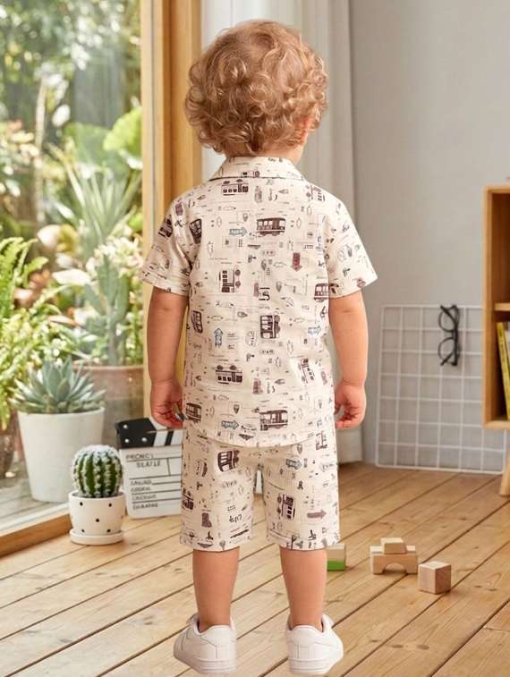 boys printed short sleeves shirt and shorts set - 22489871 -  Standard Image - 3