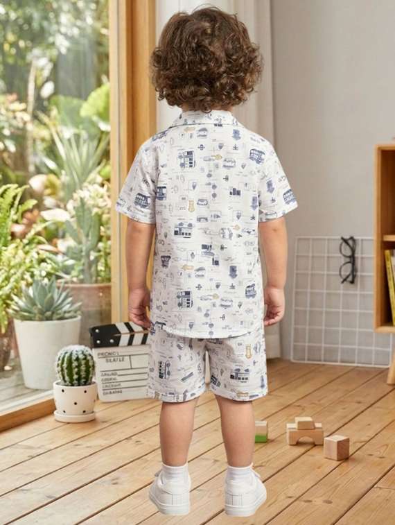 boys printed short sleeves shirt and shorts set - 22489875 -  Standard Image - 3