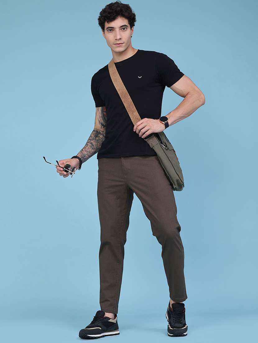 Men Solid Mid Rise Chinos Casual Trouser - 22490102 -  Standard Image - 5
