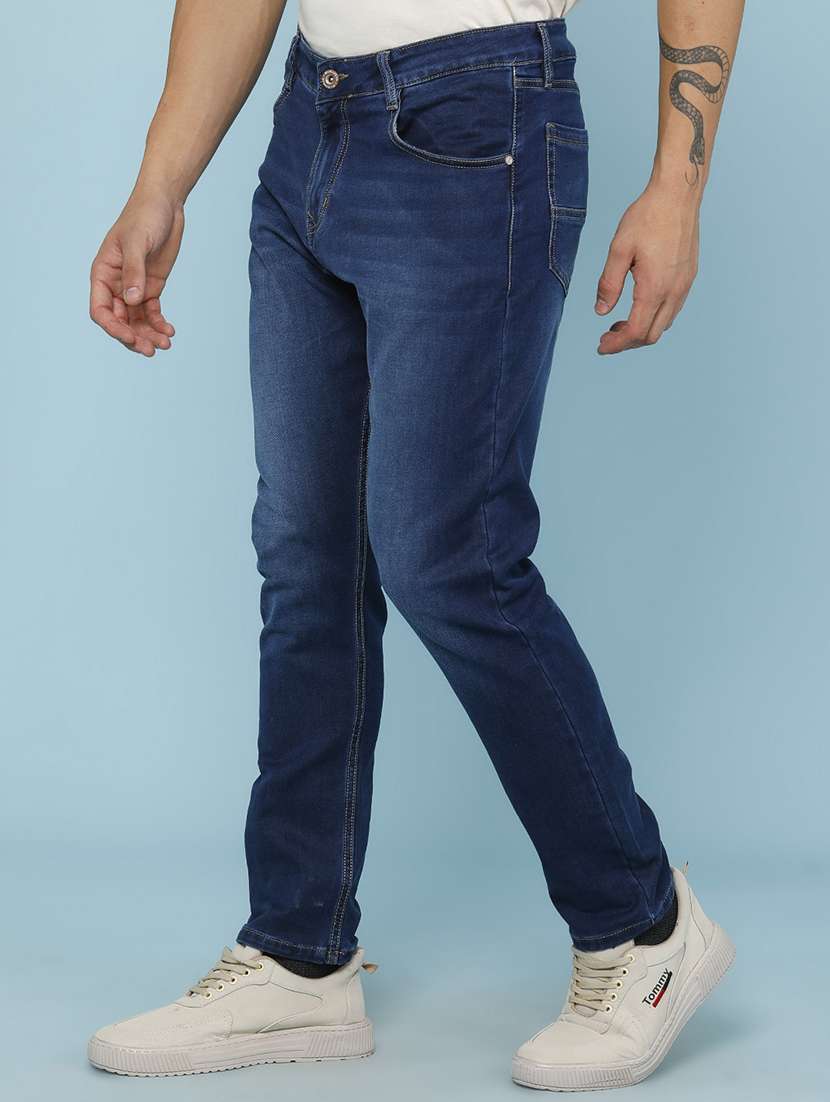 Men Washed Mid Rise Full Length Tapered Jeans - 22490111 -  Standard Image - 3