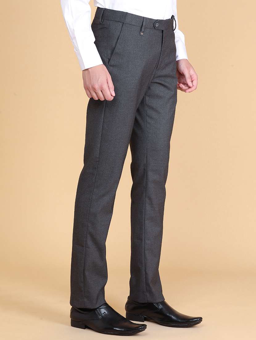 men solid mid rise regular fit trouser - 22490115 -  Standard Image - 3