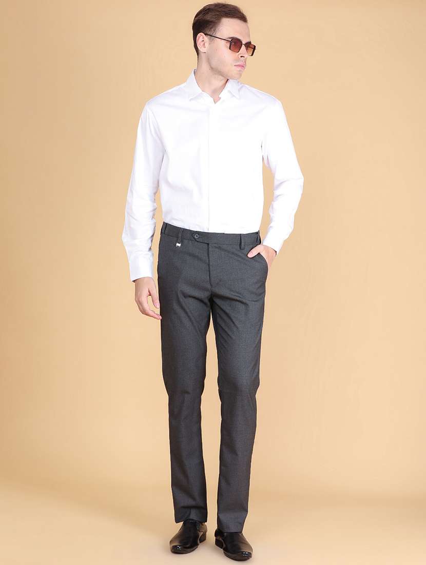 men solid mid rise regular fit trouser - 22490115 -  Standard Image - 5