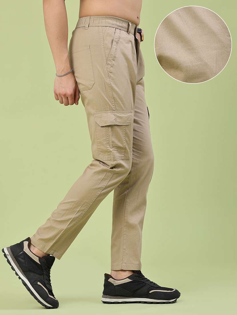 men solid mid rise regular fit cargo  - 22490270 -  Standard Image - 3