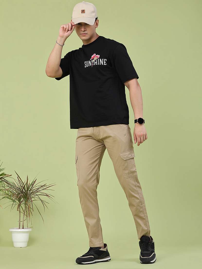 men solid mid rise regular fit cargo  - 22490270 -  Standard Image - 5