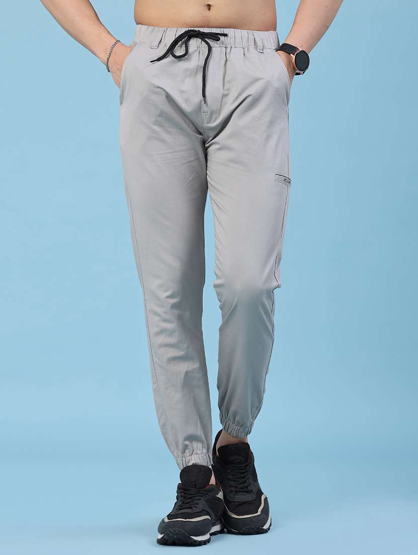 men solid mid rise regular fit jogger