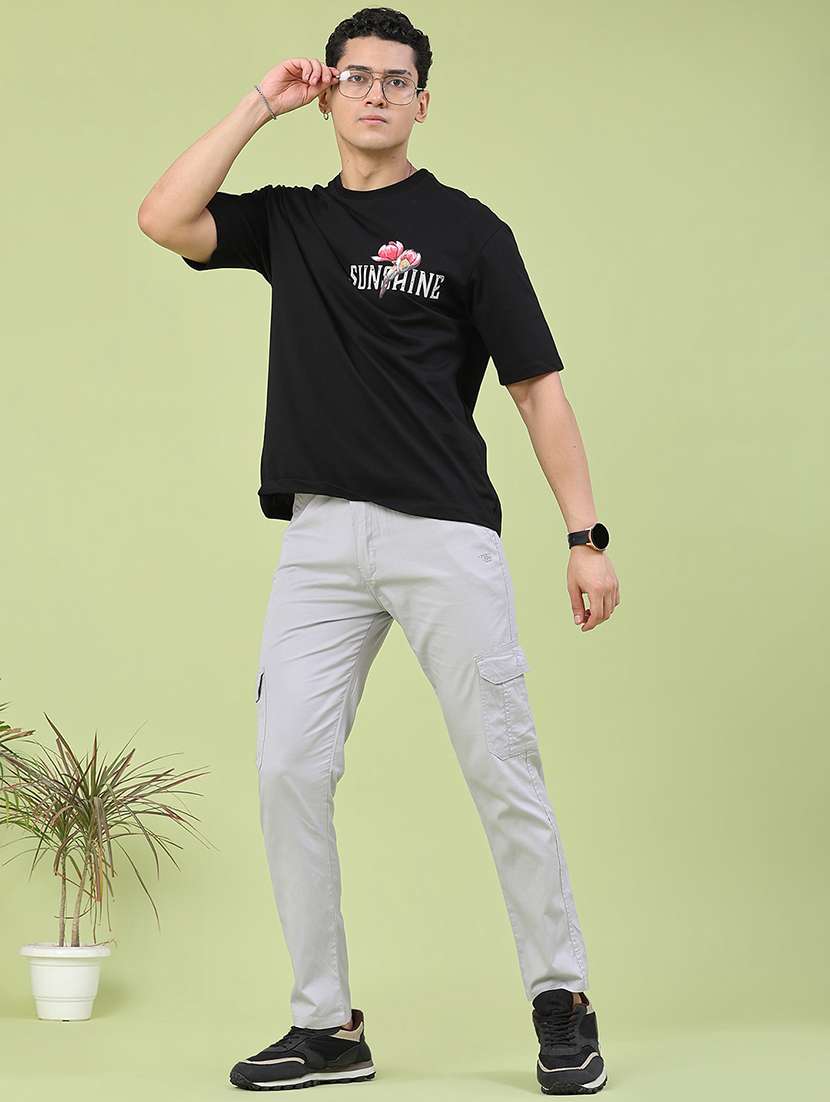 men solid mid rise regular fit cargo  - 22490273 -  Standard Image - 5