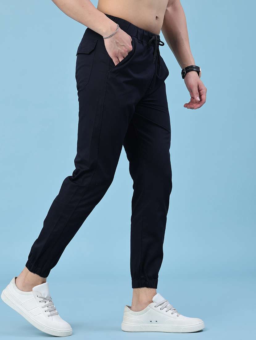 men solid mid rise regular fit jogger - 22490276 -  Standard Image - 3