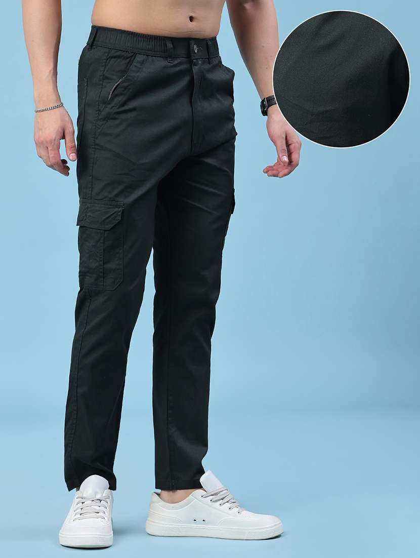 men solid mid rise regular fit cargo  - 22490278 -  Standard Image - 3