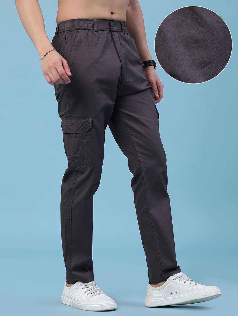 men solid mid rise regular fit cargo  - 22490283 -  Standard Image - 3