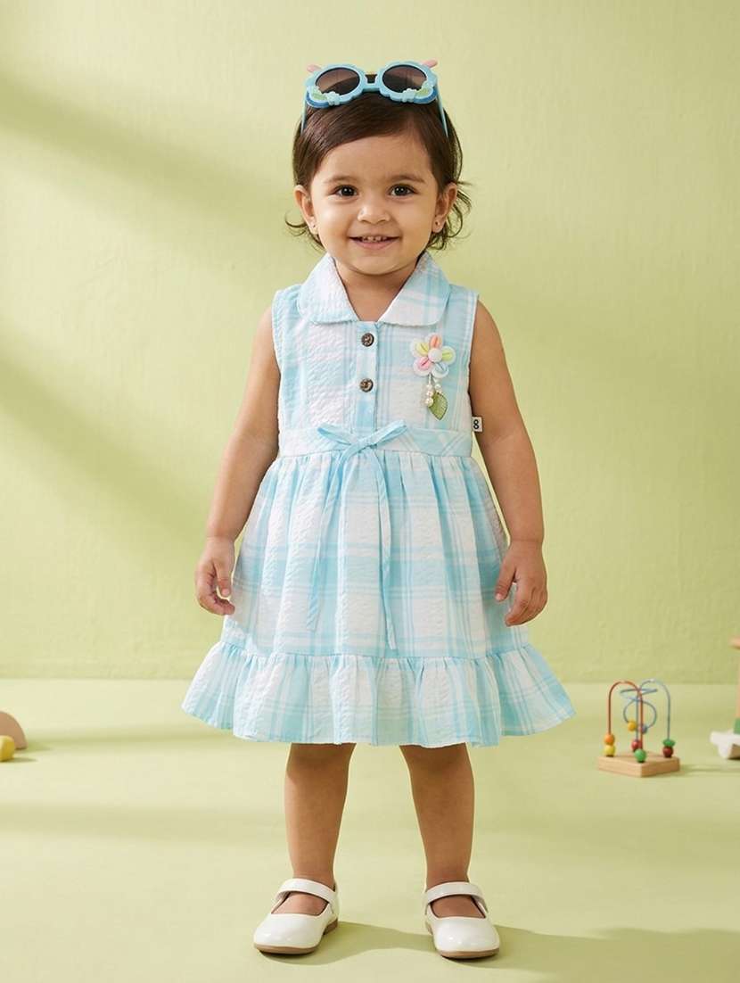 girls printed sleeveless tiered frock