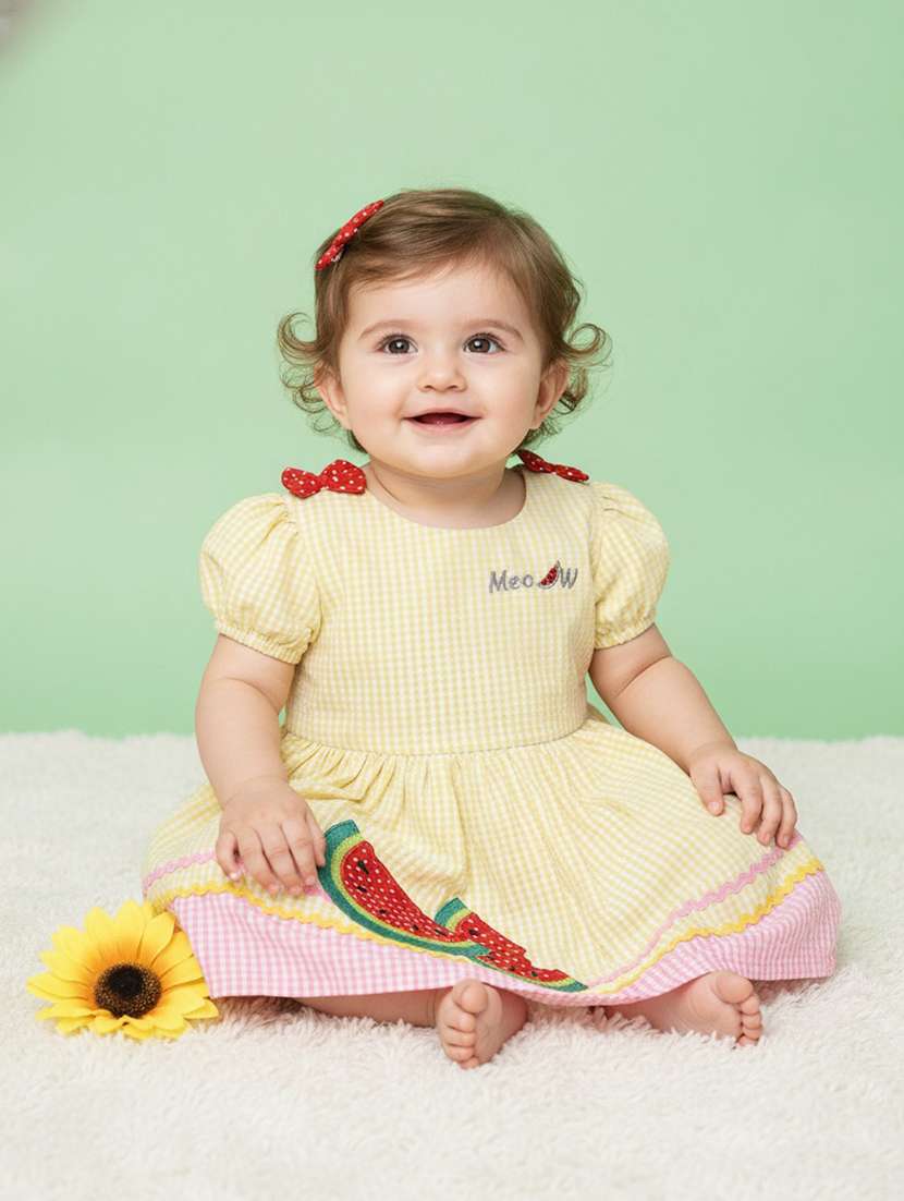 girls printed puff sleeves frock