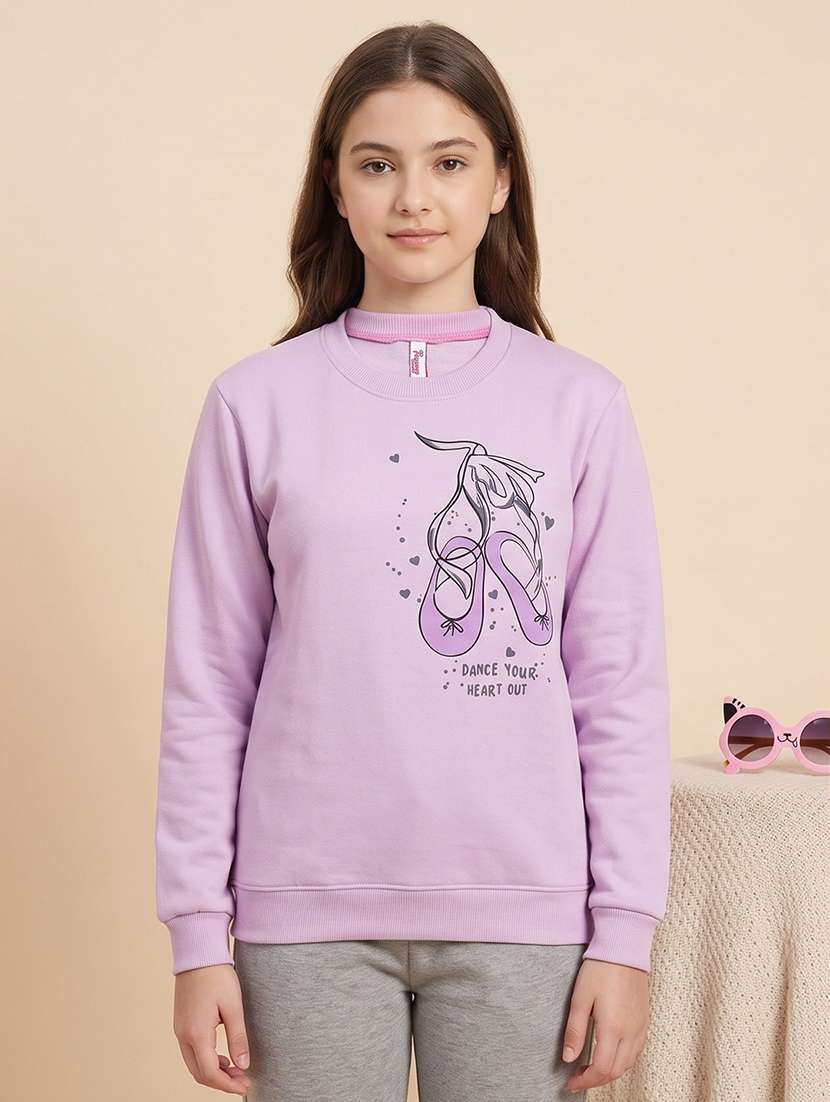 girls printed long sleeves regular fit sweatshirt