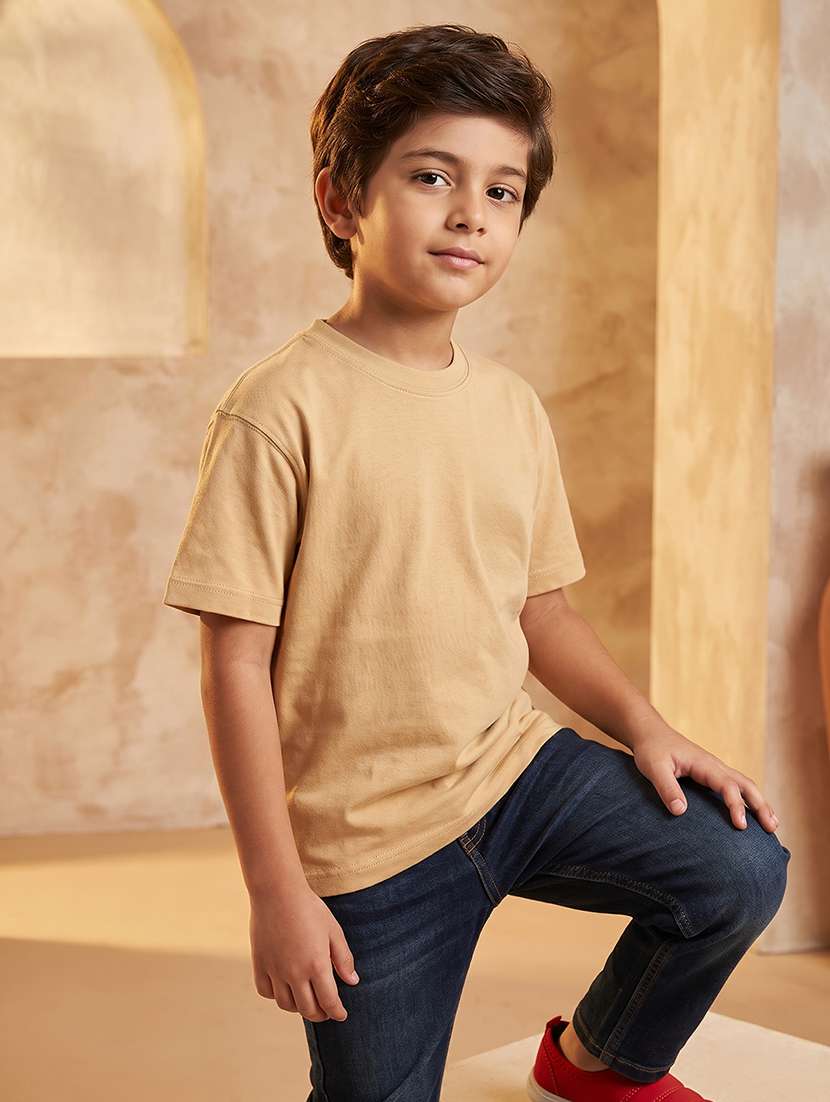 boys solid short sleeves regular fit t-shirt