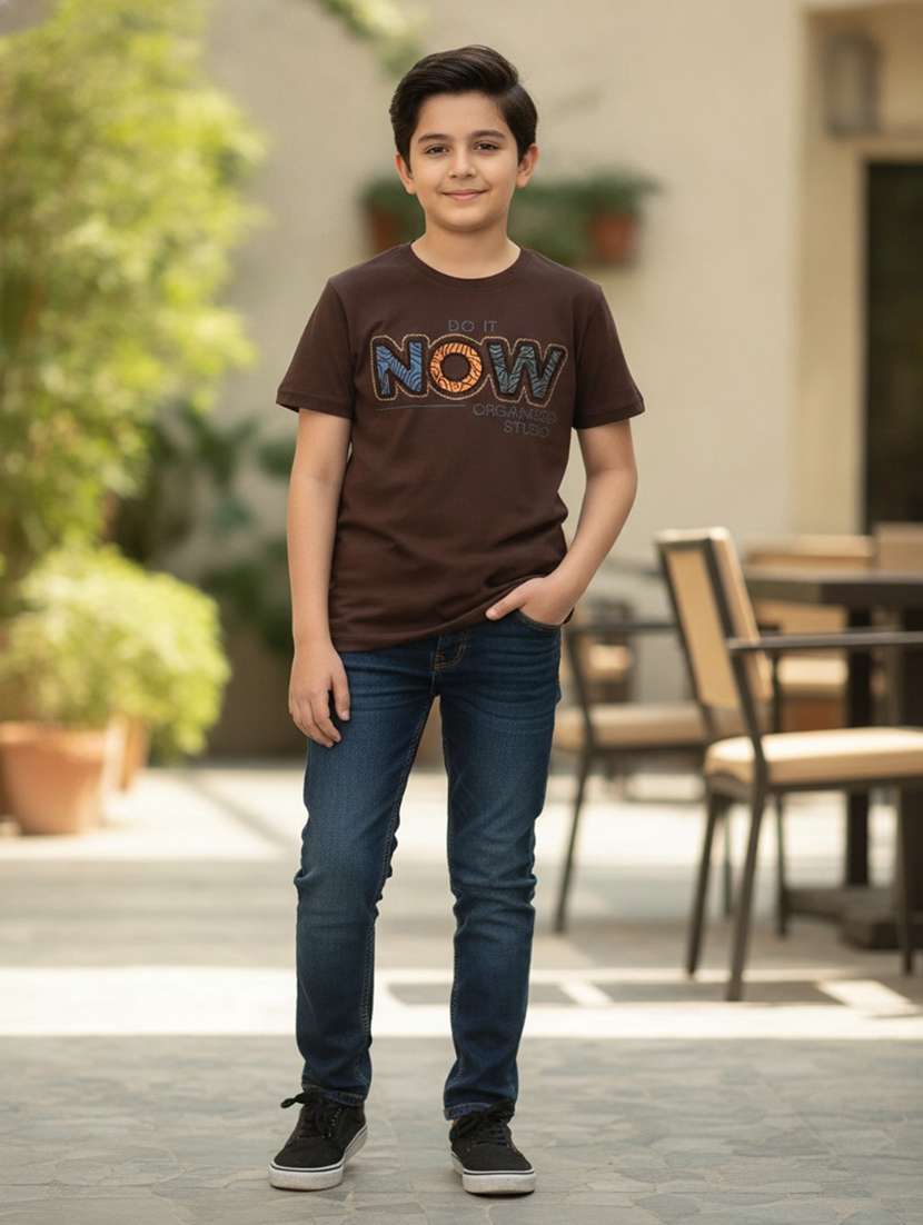 boys printed short sleeves regular fit t-shirt